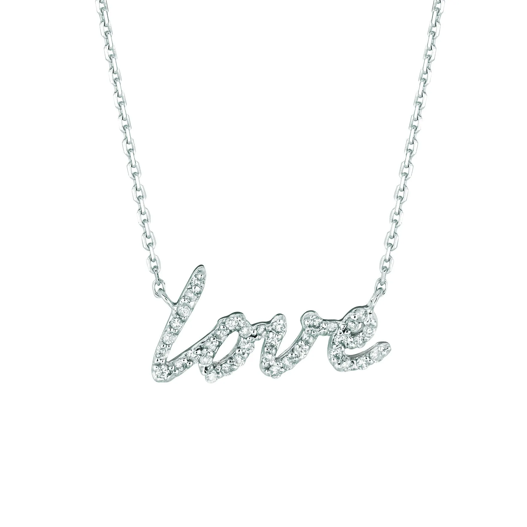 0.20 Carat Natural Diamond Love Necklace Pendant 14K White Gold G SI with 18 inches chain