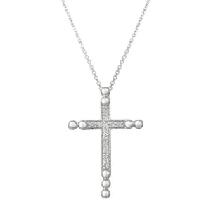0.25 Carat Natural Diamond Cross Pendant Necklace 14K White Gold G SI 18'' chain