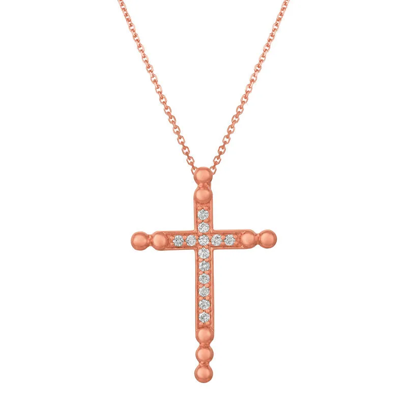 0.25 Carat Natural Diamond Cross Pendant Necklace 14K White Gold G SI 18'' chain