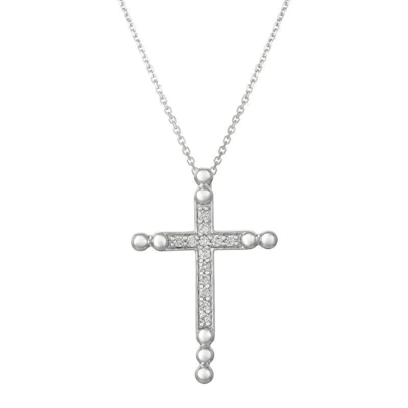 0.25 Carat Natural Diamond Cross Pendant Necklace 14K White Gold G SI 18'' chain