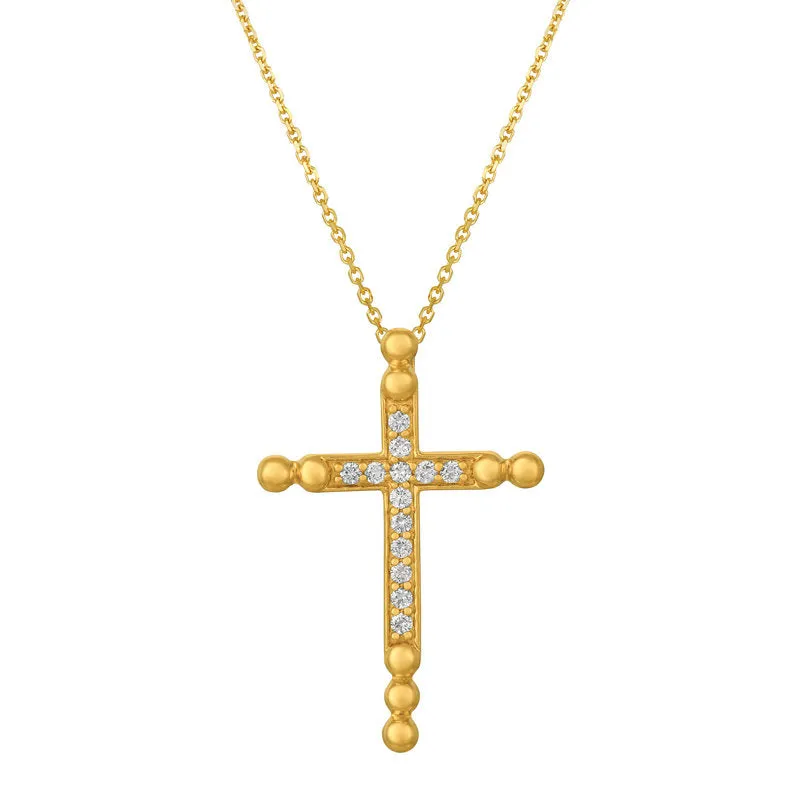 0.25 Carat Natural Diamond Cross Pendant Necklace 14K White Gold G SI 18'' chain