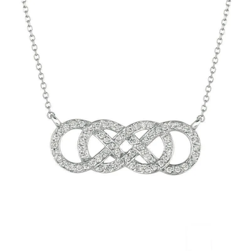 0.34 Carat Natural Diamond Necklace 14K White Gold G SI 18'' chain