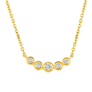 0.35 Carat Natural Diamond Bezel Necklace Pendant 14K Yellow Gold G SI 18 inch