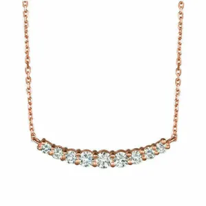 0.50 Carat Natural Diamond Necklace 14K Rose Gold G SI 9 stones 18 inches