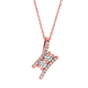 0.50 Carat Natural Diamond Two Stone Style Necklace 14K Rose Gold G SI