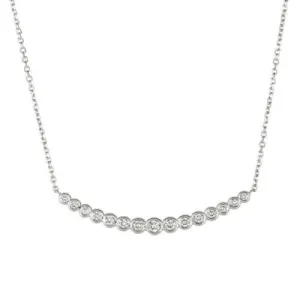 0.65 Carat Natural Diamond Bezel Necklace Pendant 14K White Gold G SI 18 inch