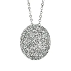 0.65 Carat Natural Diamond Oval Necklace 14K White Gold
