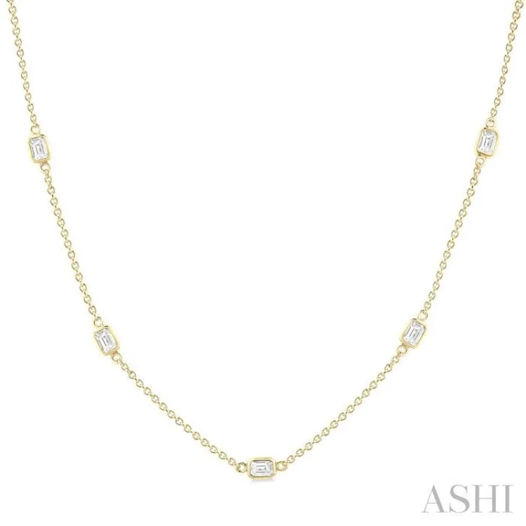 1 1/2 ctw Emerald Cut Diamond Fashion Necklace in 14K Yellow Gold