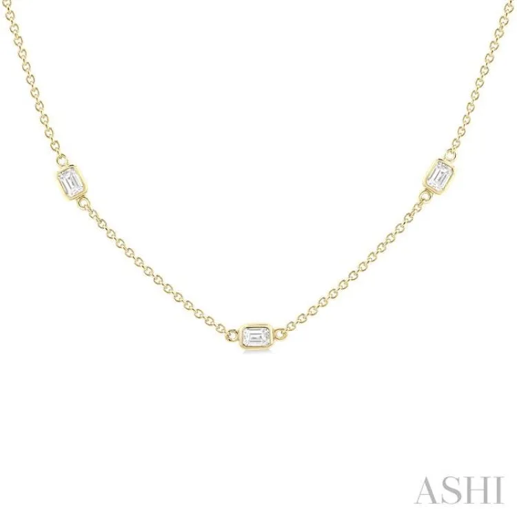 1 1/2 ctw Emerald Cut Diamond Fashion Necklace in 14K Yellow Gold
