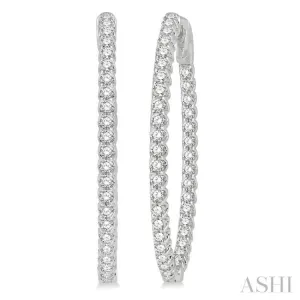 1 1/2 ctw Inside-Out Round Cut Diamond Oval Shape Hoop Earrings in 14K White Gold