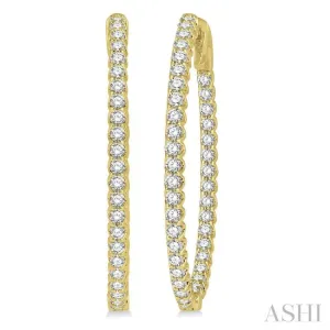 1 1/2 ctw Inside-Out Round Cut Diamond Oval Shape Hoop Earrings in 14K Yellow Gold