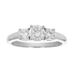 1 cttw Classic Three Diamond Engagement Rings in 14K White Gold