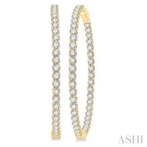 10 ctw Inside-Out Round Cut Diamond 2-Inch Hoop Earrings in 14K Yellow Gold