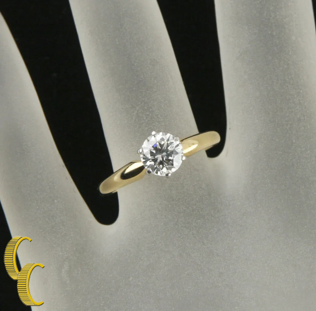 1.01 Carat Round Diamond Solitaire 18k Yellow Gold Engagement Ring Size 6.25