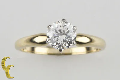 1.01 Carat Round Diamond Solitaire 18k Yellow Gold Engagement Ring Size 6.25
