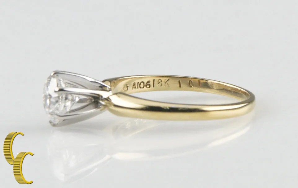 1.01 Carat Round Diamond Solitaire 18k Yellow Gold Engagement Ring Size 6.25
