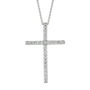 1.01 Ct Natural Diamond Cross Necklace 14K White Gold G SI 18 inches chain