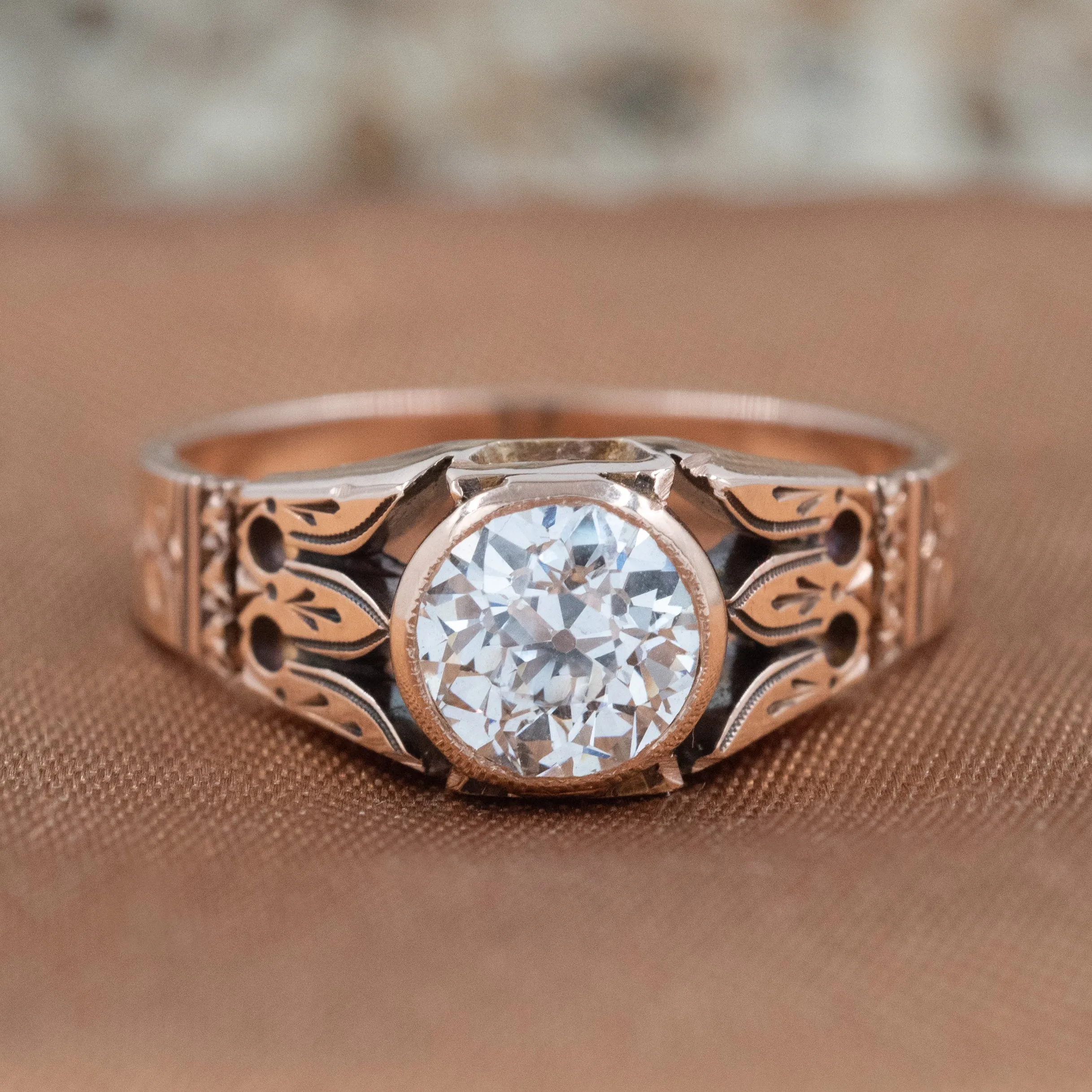1.05 Carat Old Mine Diamond Ring c. 1870s