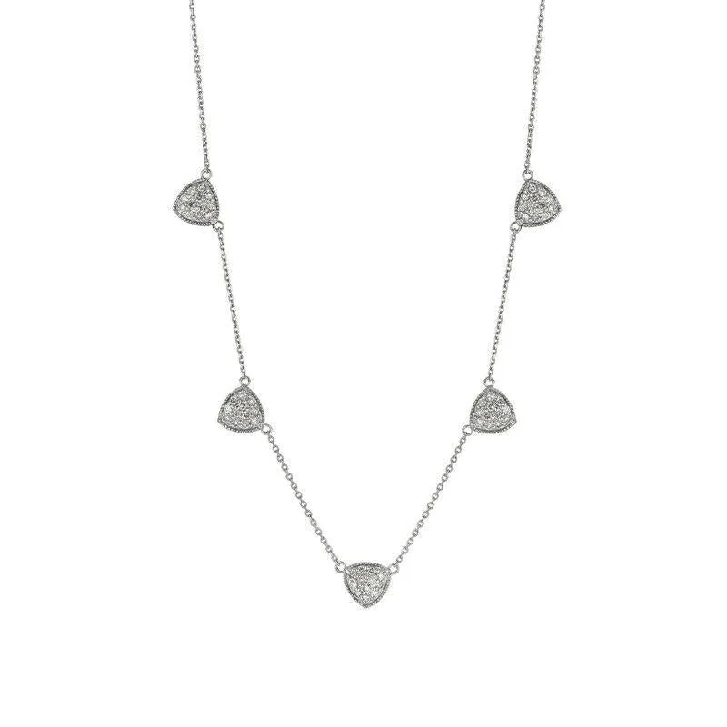 1.06 Carat Natural Diamond Necklace 14K White Gold 18'' chain