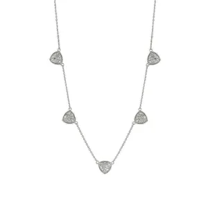 1.06 Carat Natural Diamond Necklace 14K White Gold 18'' chain