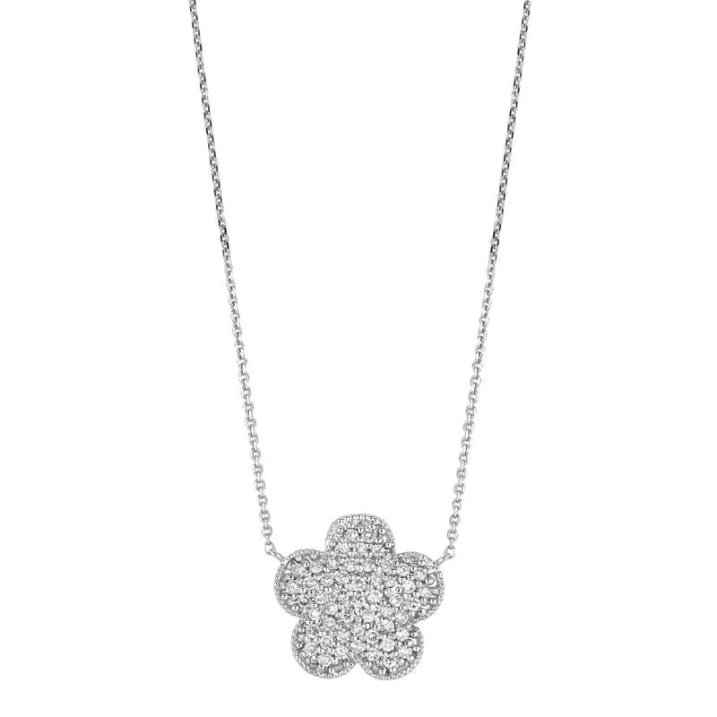1.09 Carat Natural Diamond Necklace 14K White Gold G SI 18'' chain
