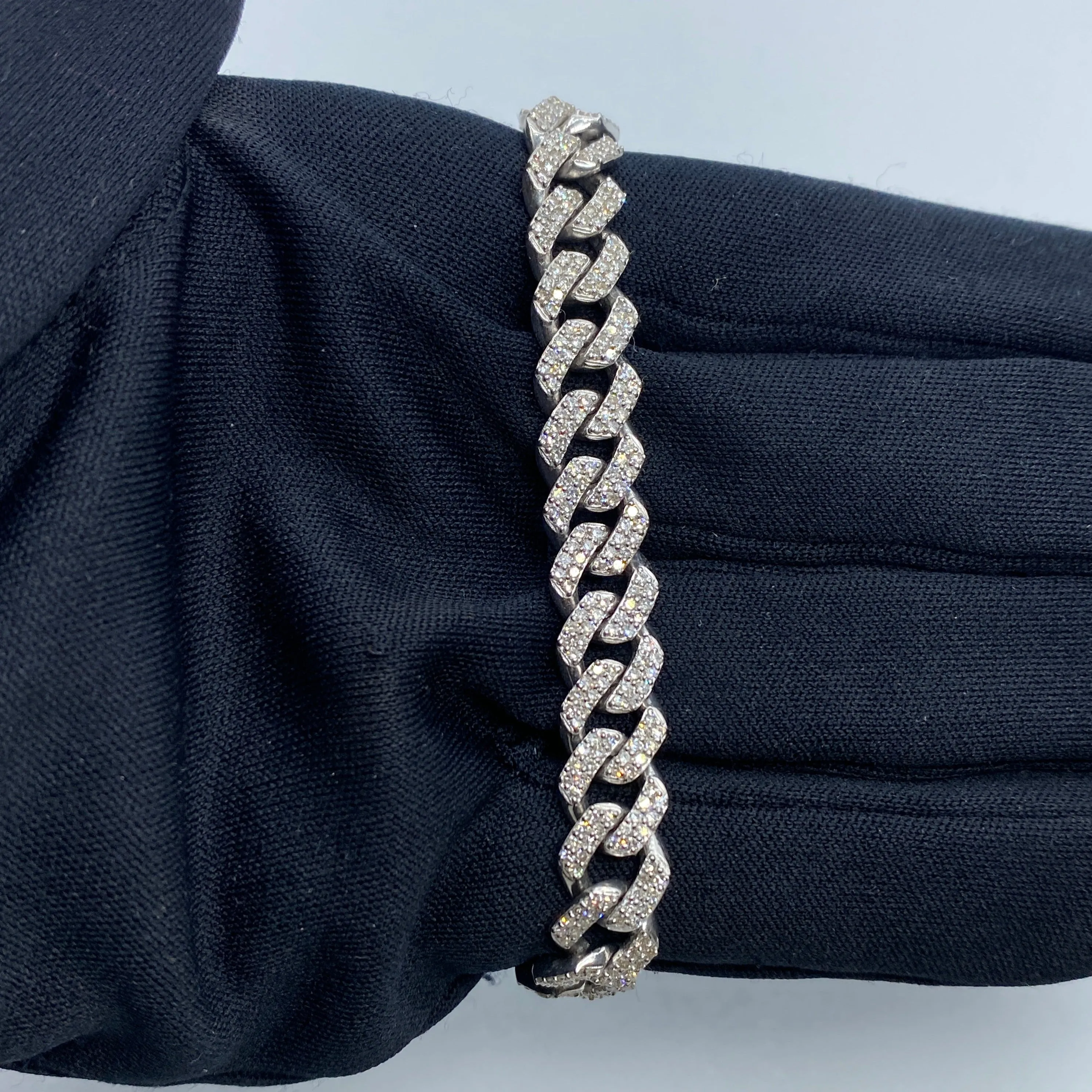 10K 7MM Cuban Link Diamond Bracelet 8.5"