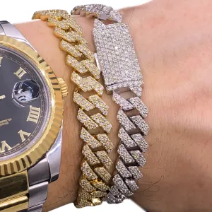 10K Gold Genuine Diamond Straight Edge Cuban Bracelet