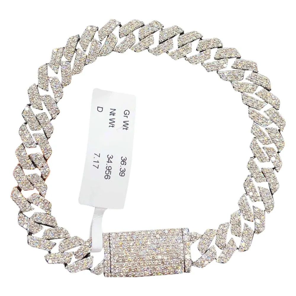 10K Gold Genuine Diamond Straight Edge Cuban Bracelet