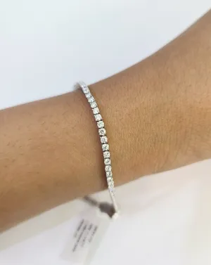 10K Sterling Silver Diamond Bracelet Women Ladies 7" REAL Genuine 925