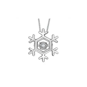 10K White Gold (0.02ct) Canadian Dancing Diamond Snowflake Pendant