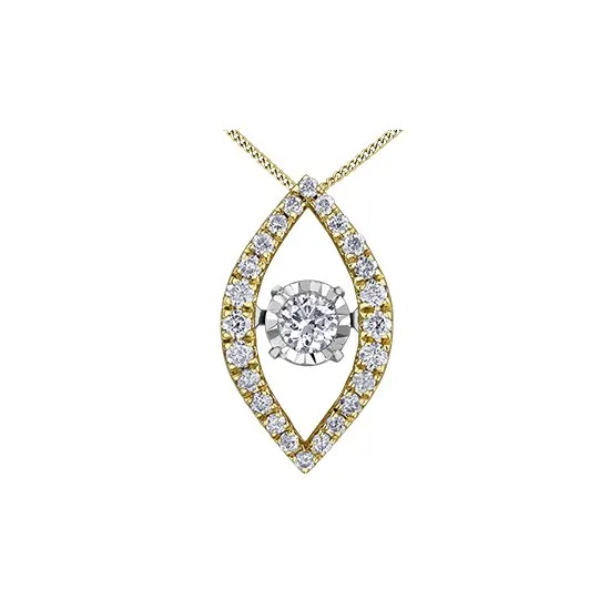 10K Yellow and White Gold (0.20ct) Illusion Set Dancing Diamond Pendant