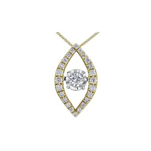 10K Yellow and White Gold (0.20ct) Illusion Set Dancing Diamond Pendant