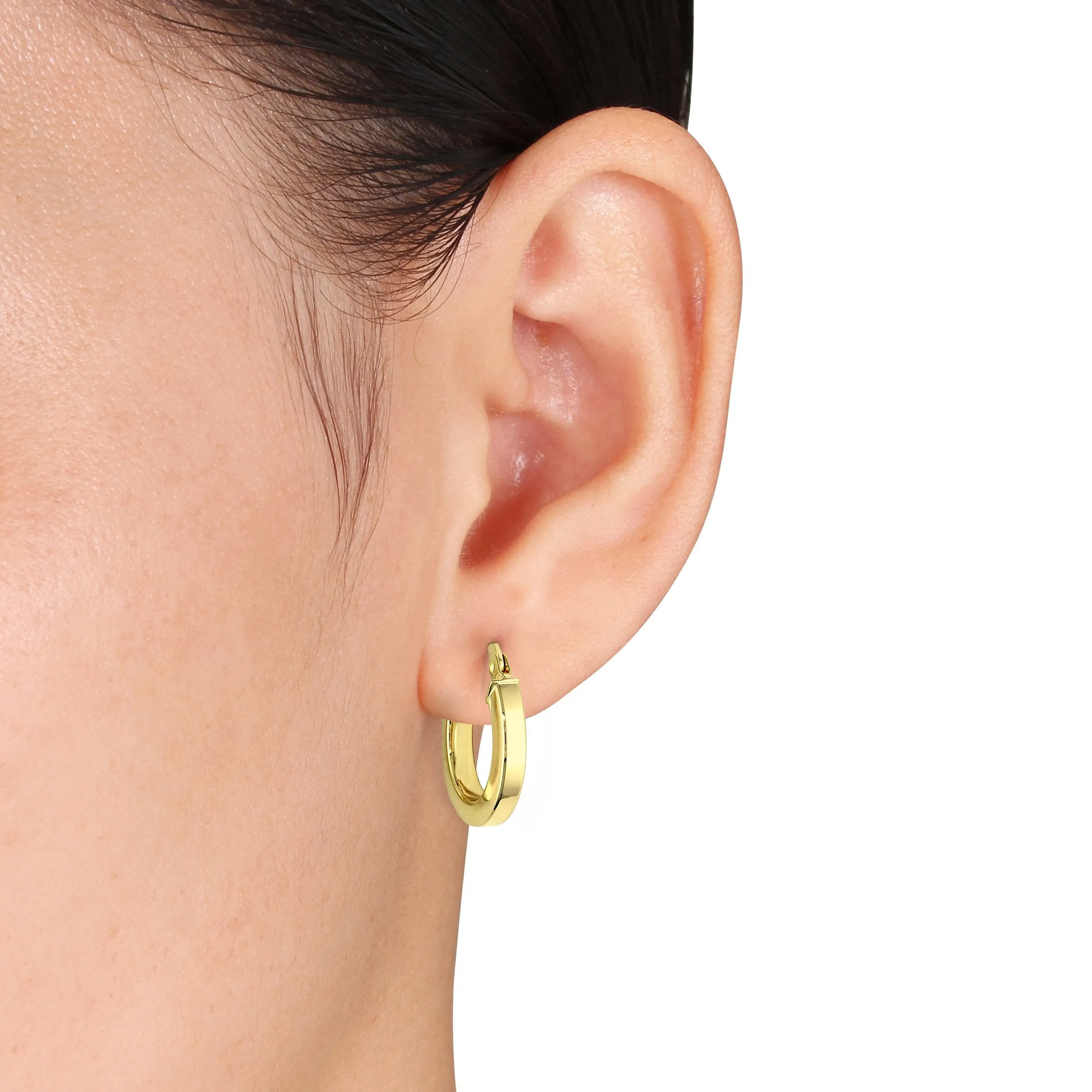 10K Yellow Gold 15mm Flat Polished Hoop Earrings 2.5mm wide
