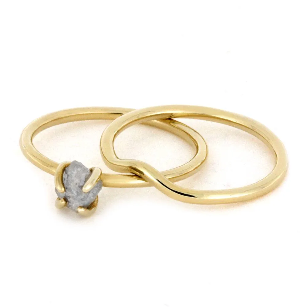 10k Yellow Gold Bridal Set with Rough Diamond-2940