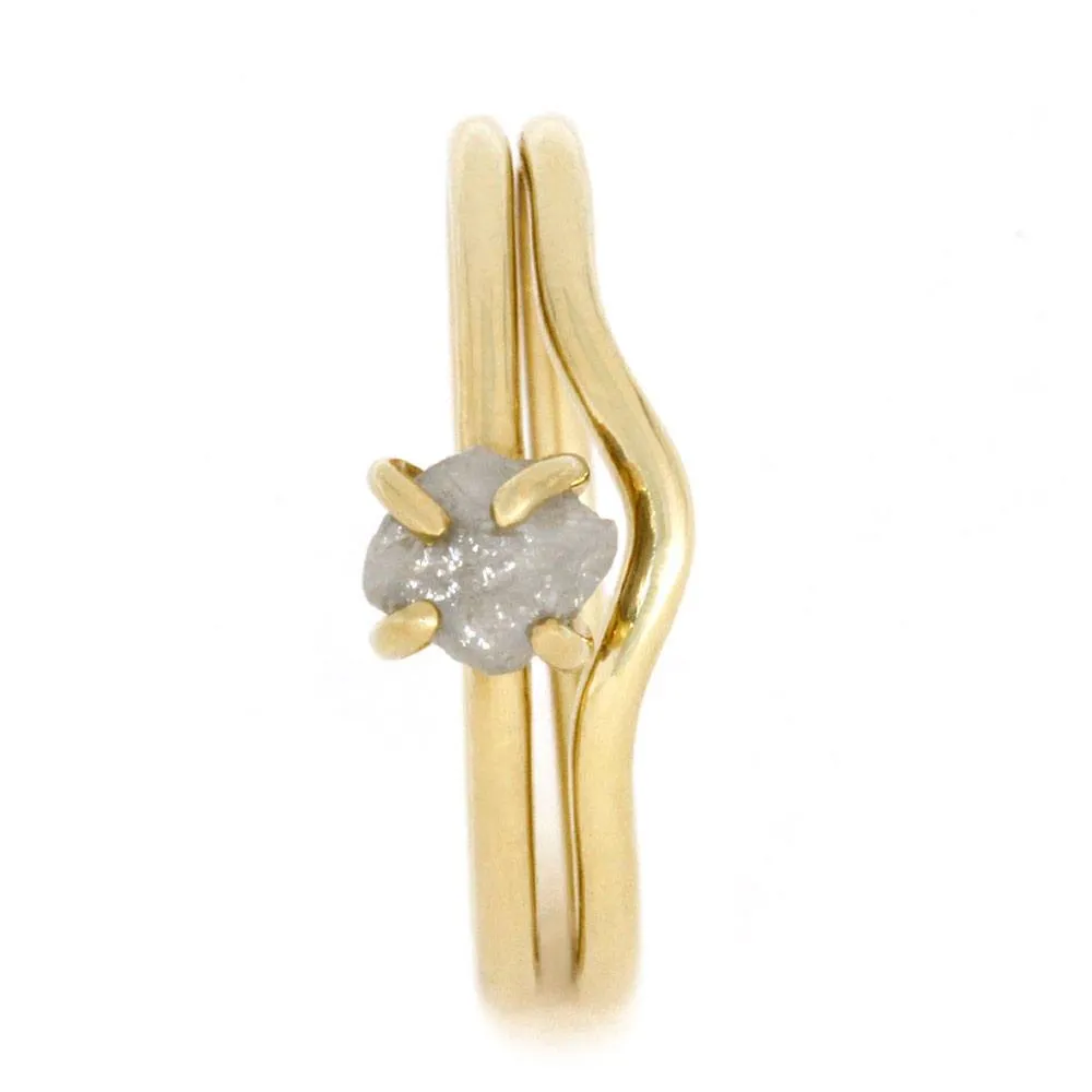 10k Yellow Gold Bridal Set with Rough Diamond-2940