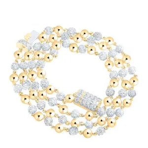 10K YELLOW GOLD ROUND DIAMOND 18-INCH BALL LINK CHAIN NECKLACE 4 CTTW