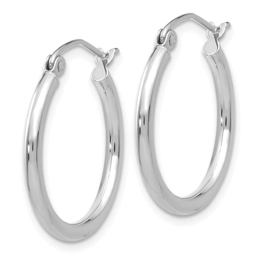 10KT White Gold 16X2MM Hoop Earrings