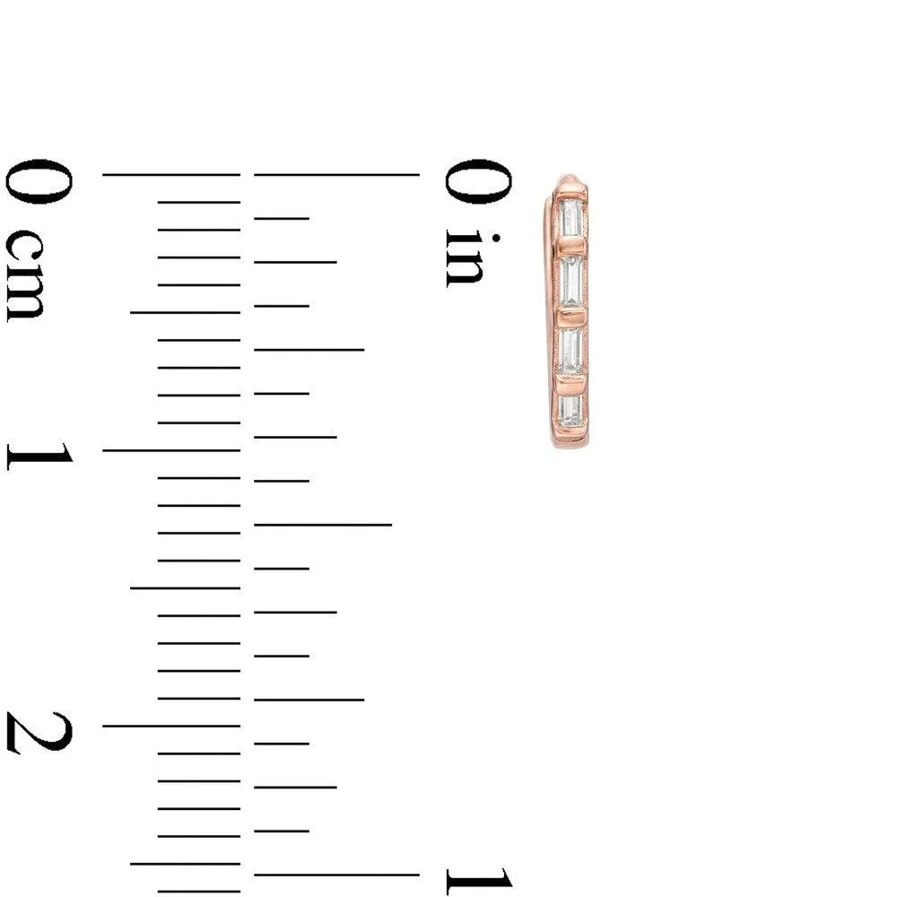 1/10 Cttw Baguette Diamond Hoop Earrings in 10K Rose Gold (0.1 Ct, I-I3)