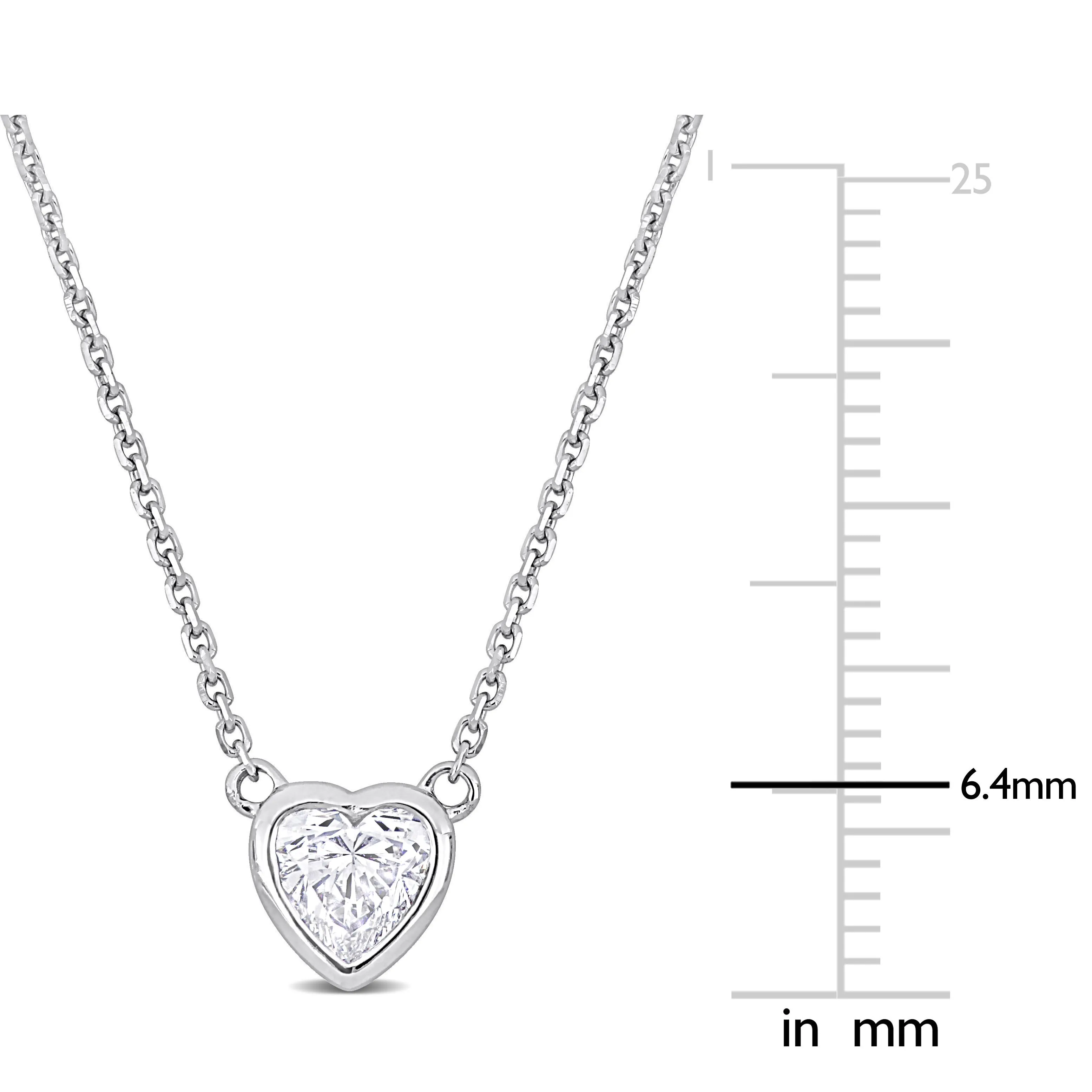 1/2 CT Heart Diamond bezel necklace 14k White Gold H SI Length (inches): 17