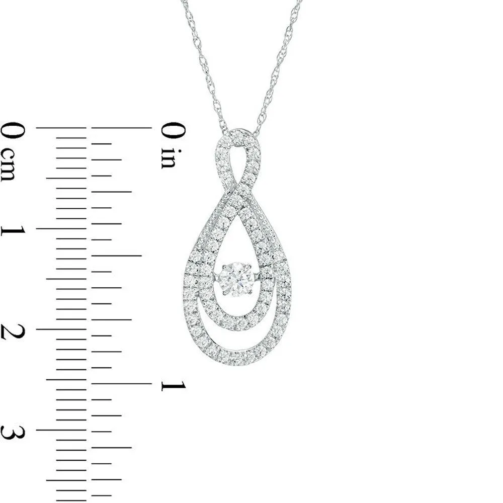 1/2 Cttw Diamond Loop Infinity Pendant in 10K White Gold (0.5 Cttw, J-I3) Dancing Diamond Pendant