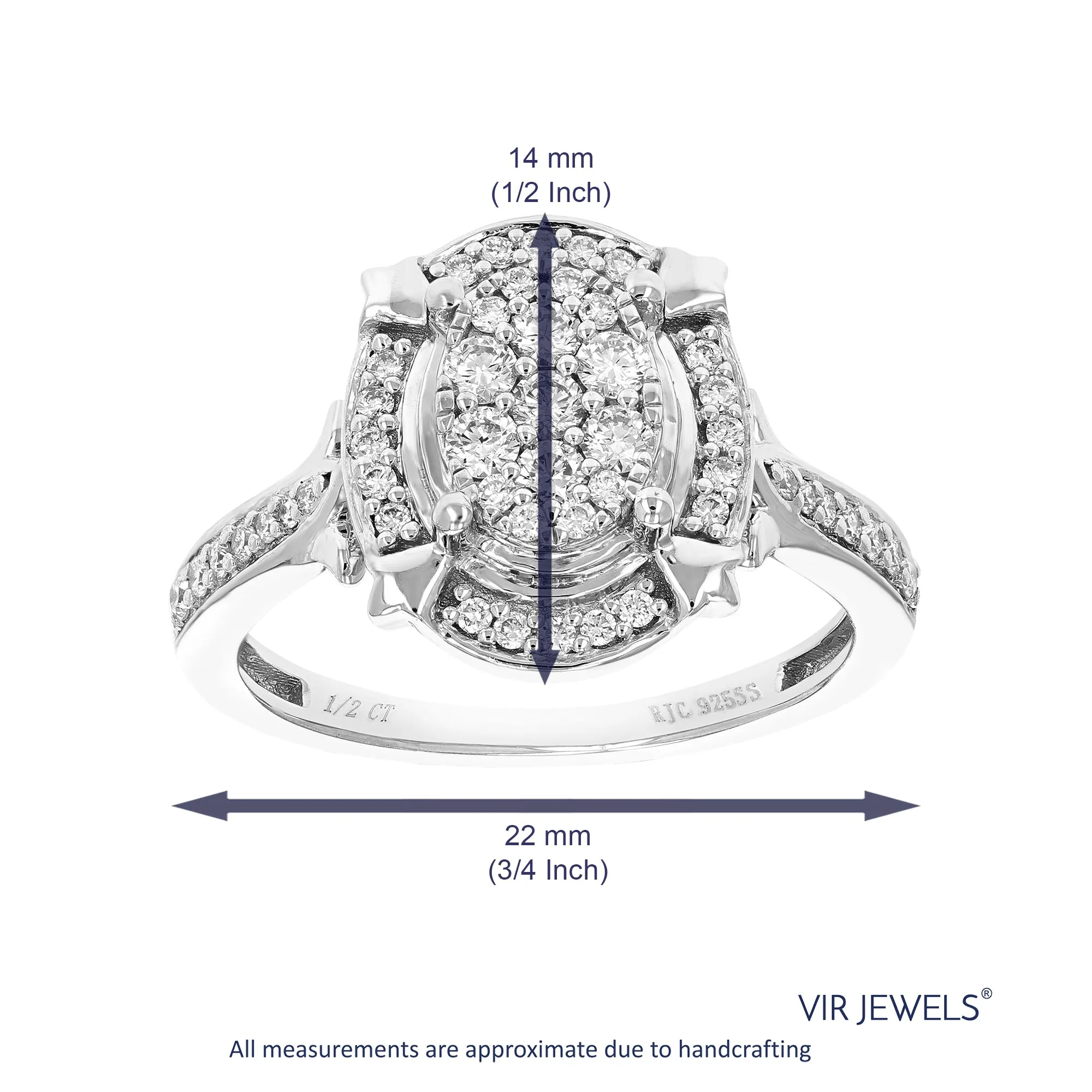 1/2 cttw Lab Grown Diamond Oval Engagement Rings Sterling Silver