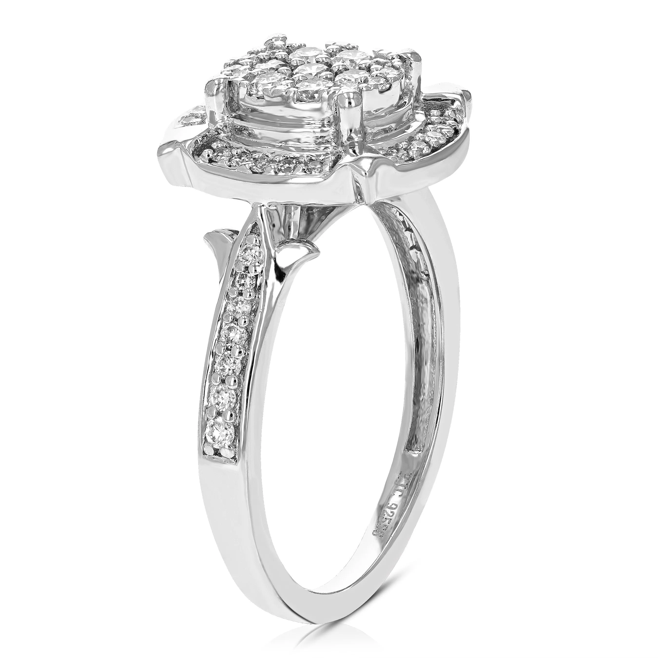 1/2 cttw Lab Grown Diamond Oval Engagement Rings Sterling Silver