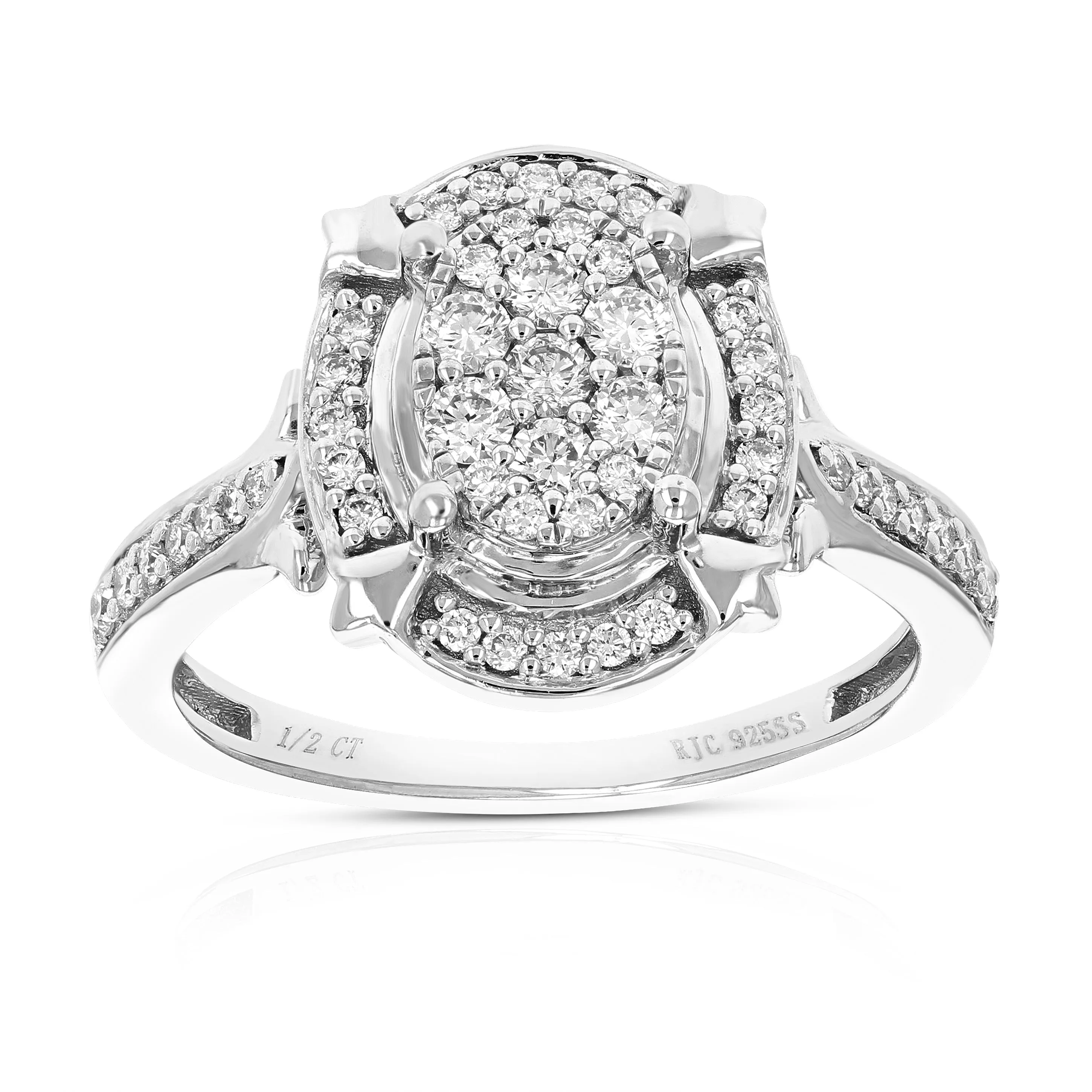 1/2 cttw Lab Grown Diamond Oval Engagement Rings Sterling Silver