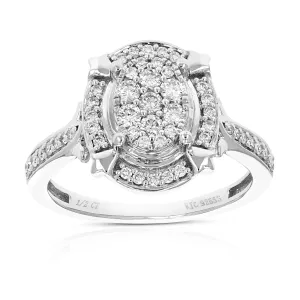 1/2 cttw Lab Grown Diamond Oval Engagement Rings Sterling Silver