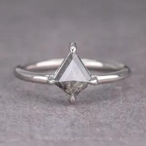 1.28 Carat Salt and Pepper Kite Diamond Engagement Ring, Jane Setting, Platinum