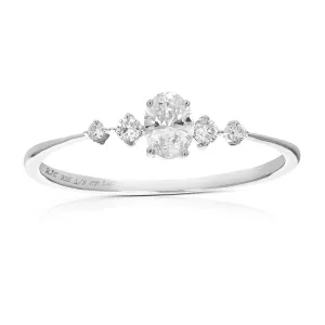 1/3 cttw Diamond Engagement Ring for Women, Round Lab Grown Diamond Engagement Ring in .925 Sterling Silver, Prong Setting