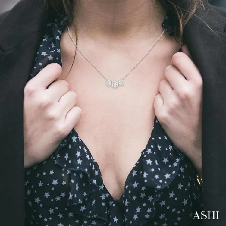 1/3 ctw 3-Stone Lovebright Round Cut Diamond Necklace in 14K White Gold