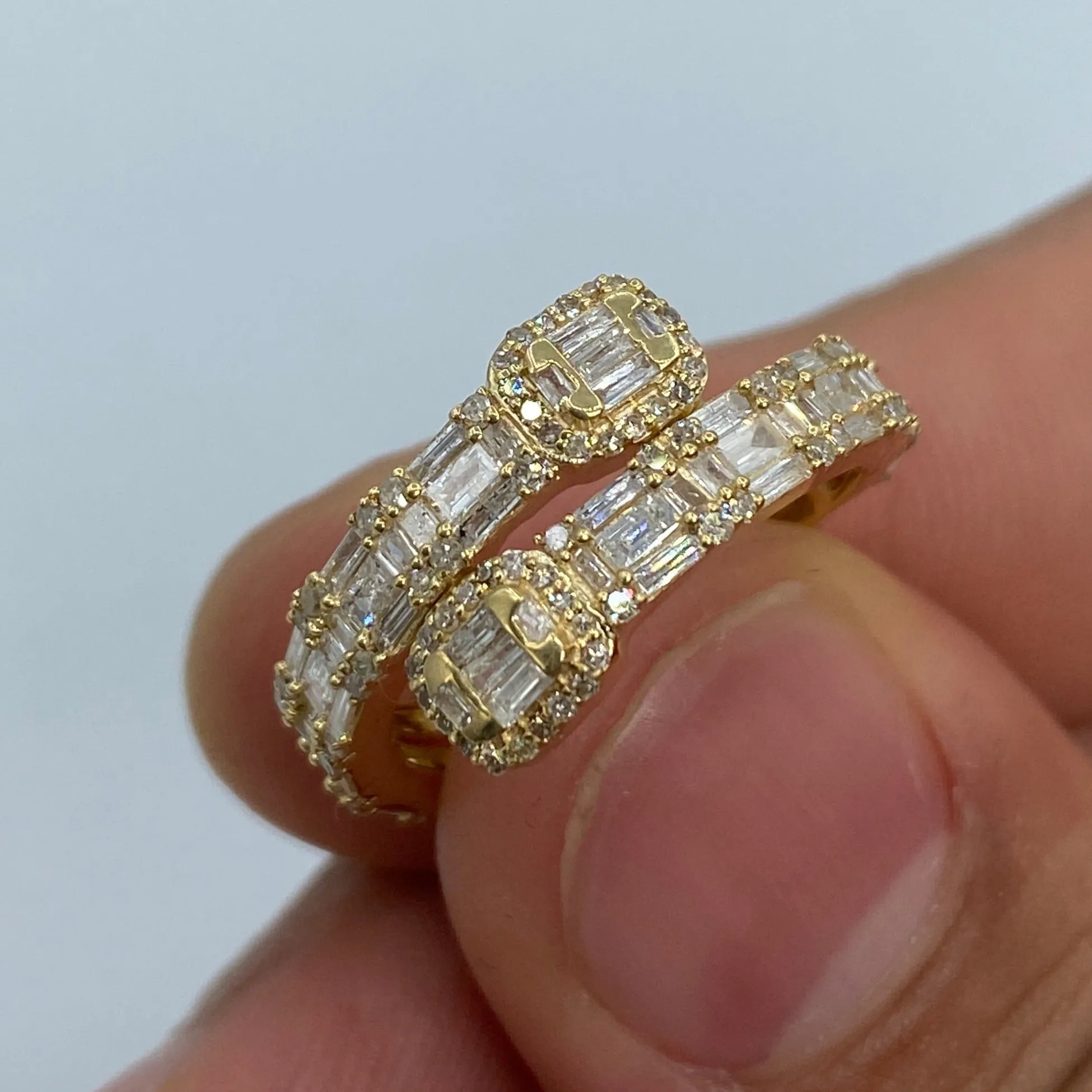 14K Bangle Diamond Baguette Engagement Ring