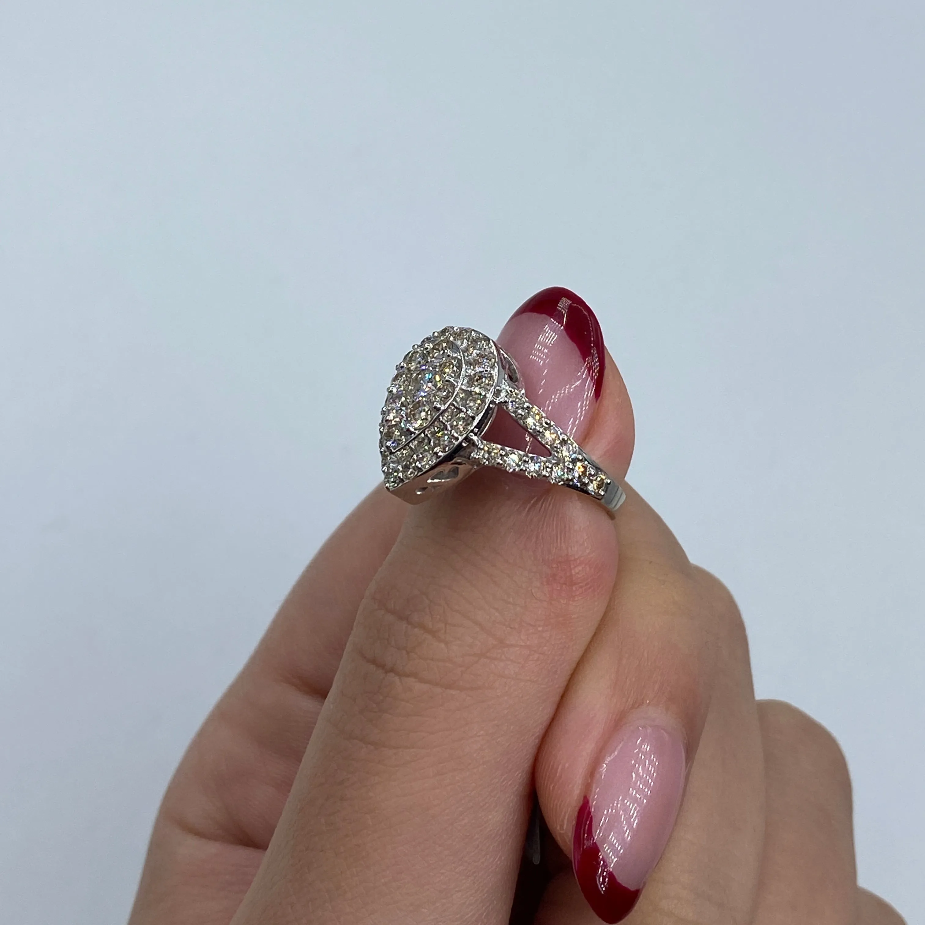 14K Cherish Halo Pear Diamond Engagement Ring