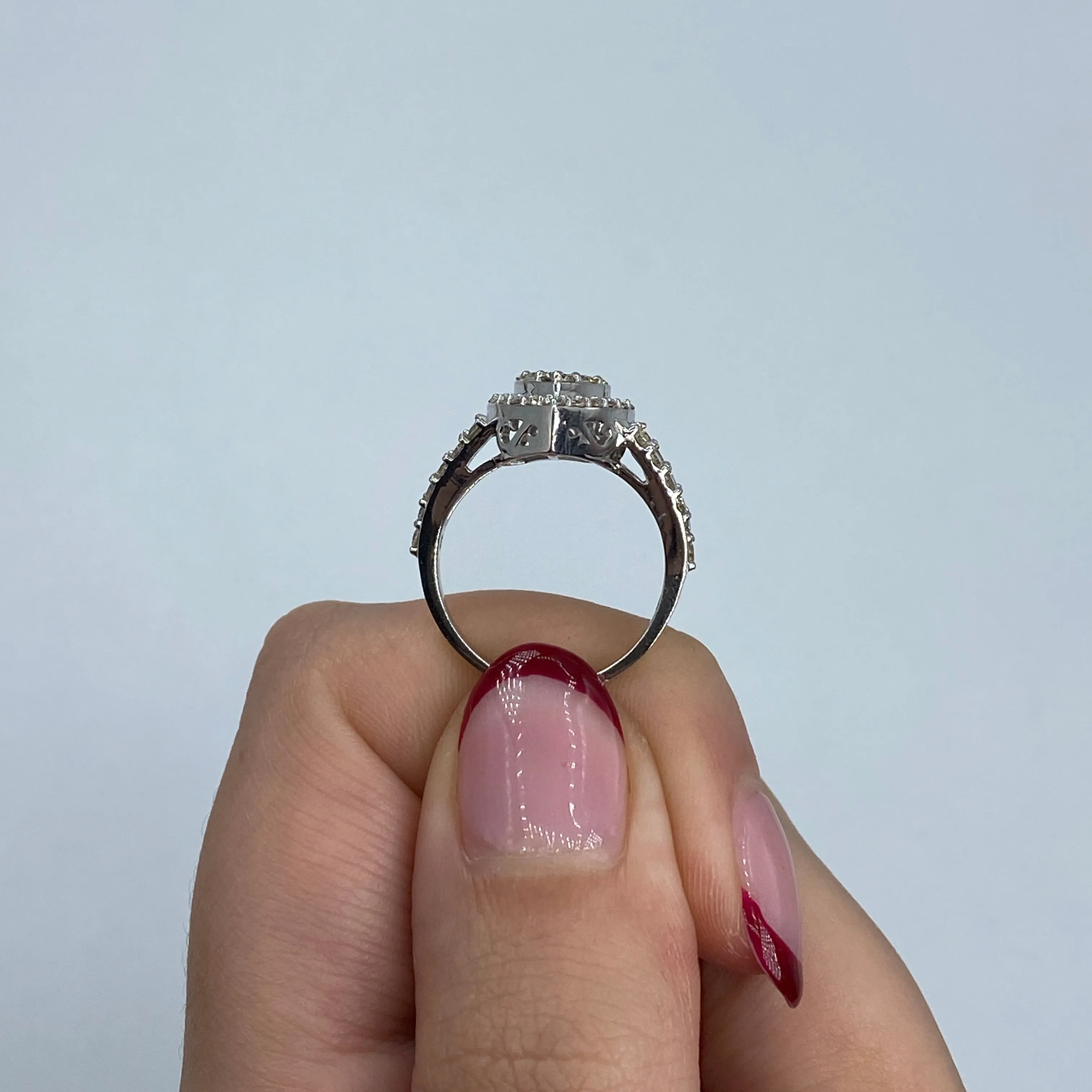14K Cherish Halo Pear Diamond Engagement Ring